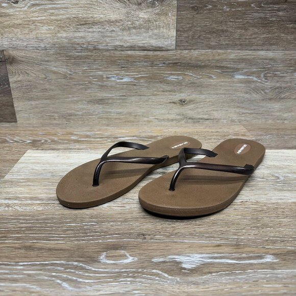 Okabashi Shoreline Slim Toffee/Coffee Flip Flops Women s Size 8 - Picture 1 of 5